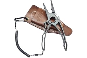 RXLUY Titanium Fishing Pliers, Premium Saltwater Fishing Gear, Tungsten Cutters, Split Ring Hook Remover, Knot Tying Tool with Lanyard, Ice Fishing, Sea Fishing Kit Gifts for Men
