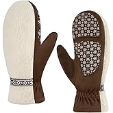 Jökulríki Womens Sherpa Mittens Fleece Warm Winter Gloves Mitt for Cold Weather