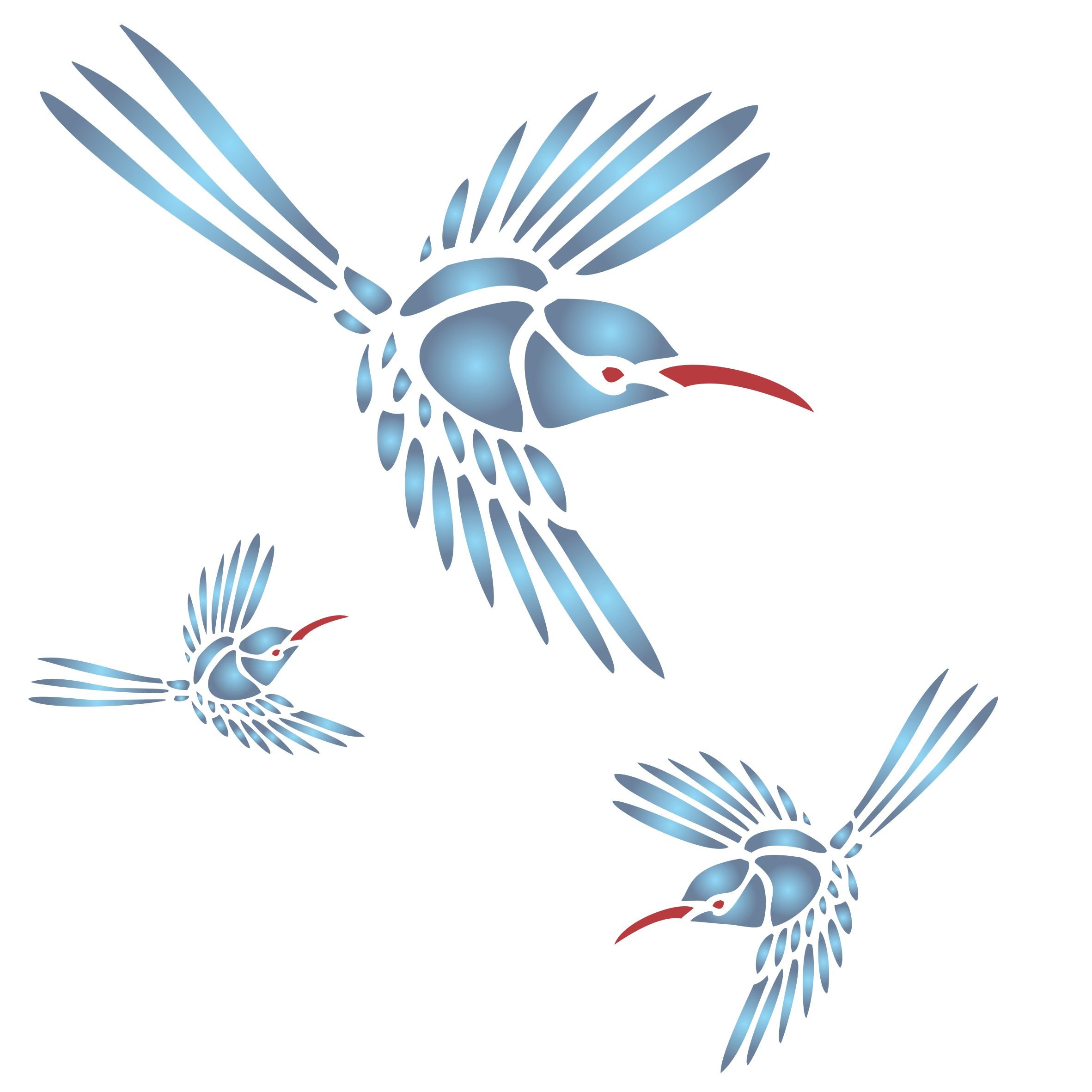 Hummingbird Stencil - 26.5 x 26.5cm (M) - Reusable Large Garden Bird Spring Mural Wall Stencil Template