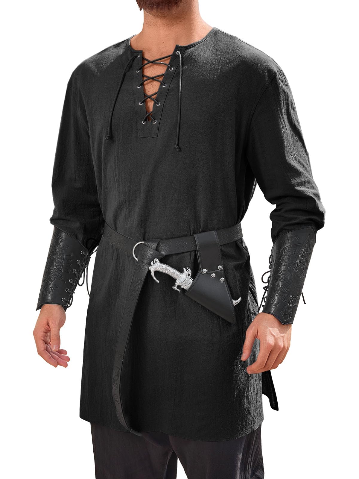 Runcati Mens Medieval Pirate Costume Tunic Renaissance Viking