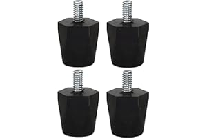 OCS Parts Adjustable Rubber Bumper Feet, Levelers, 1/4-20 Thread, Solid Rubber (4)