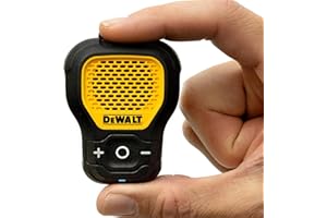 DEWALT Wearable Bluetooth Portable Speaker — Magnetic Clip-On Wireless Bluetooth Speaker — Jobsite Pro Water-Resistant Portab