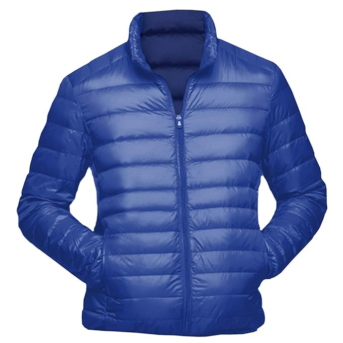 Herren Mikro-Daunen-Jacke Royalblau - Echt-Daunen-Jacke blau, Ultraleicht, inkl. Transportbeutel