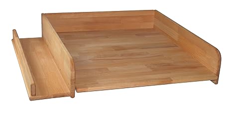 Wickeltischaufsatz 60x70cm mit seitlicher Ablage, Buche geölt, Wickelaufsatz für Waschmaschine oder Trockner, echtes Holz