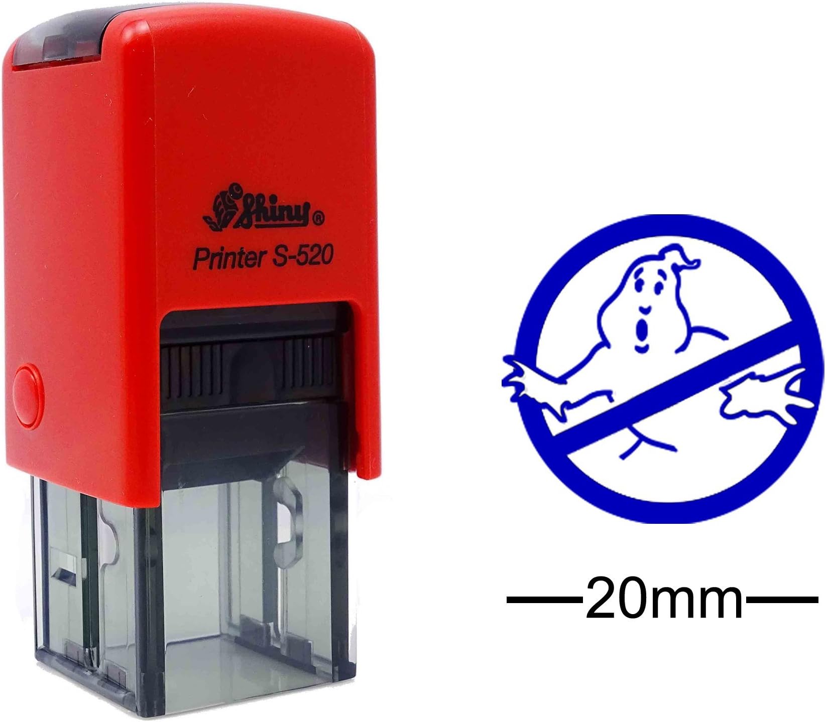 No Ghost Sign Not Allowed Icon Round Rubber Stamp Self Inking Shiny Mini Stamper 20 mm- Blue Ink