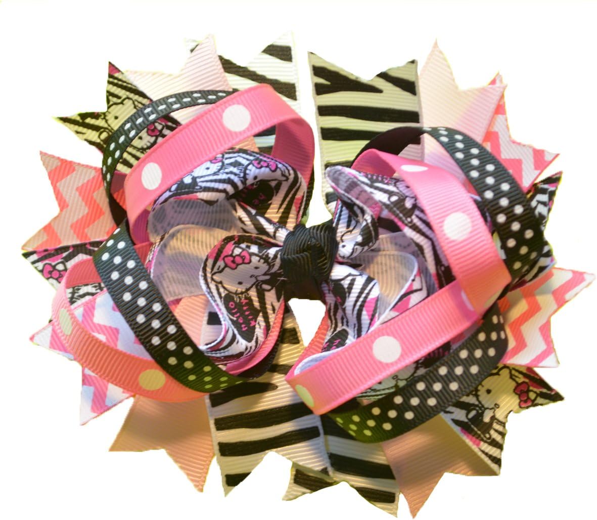 Hello Kitty Stacked Hair Bow Pink/Black/White