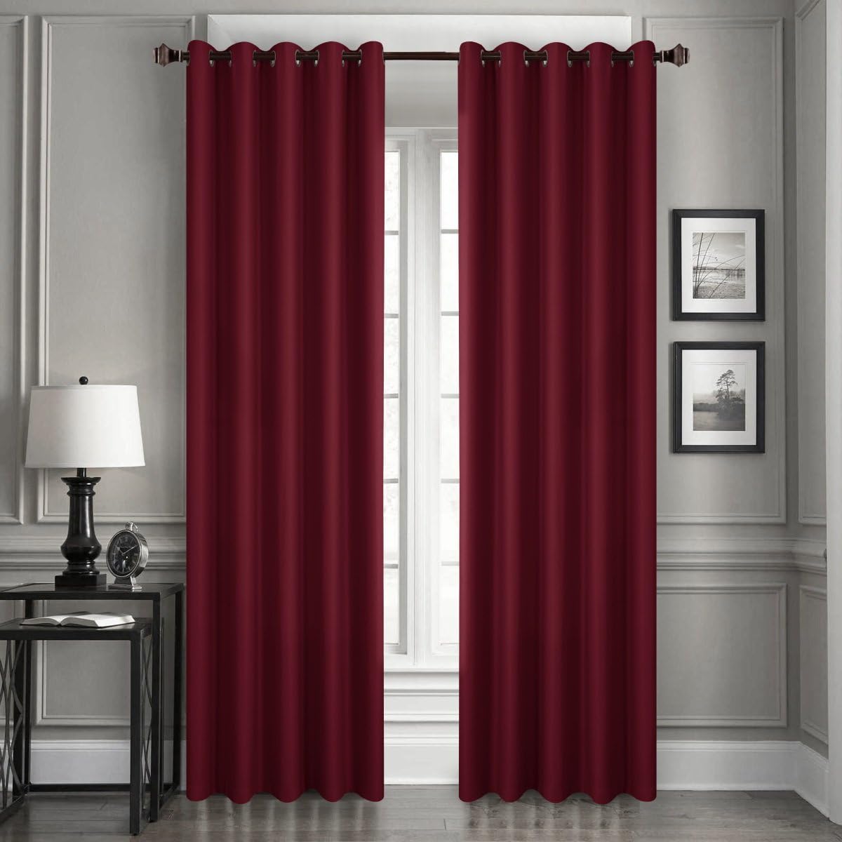 Dreaming Casa Blackout Curtains Burgundy Eyelets Thermal Insulated