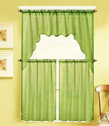 Amazon Com Gorgeoushomelinen K66 3 Pc Lime Green Voile Rod