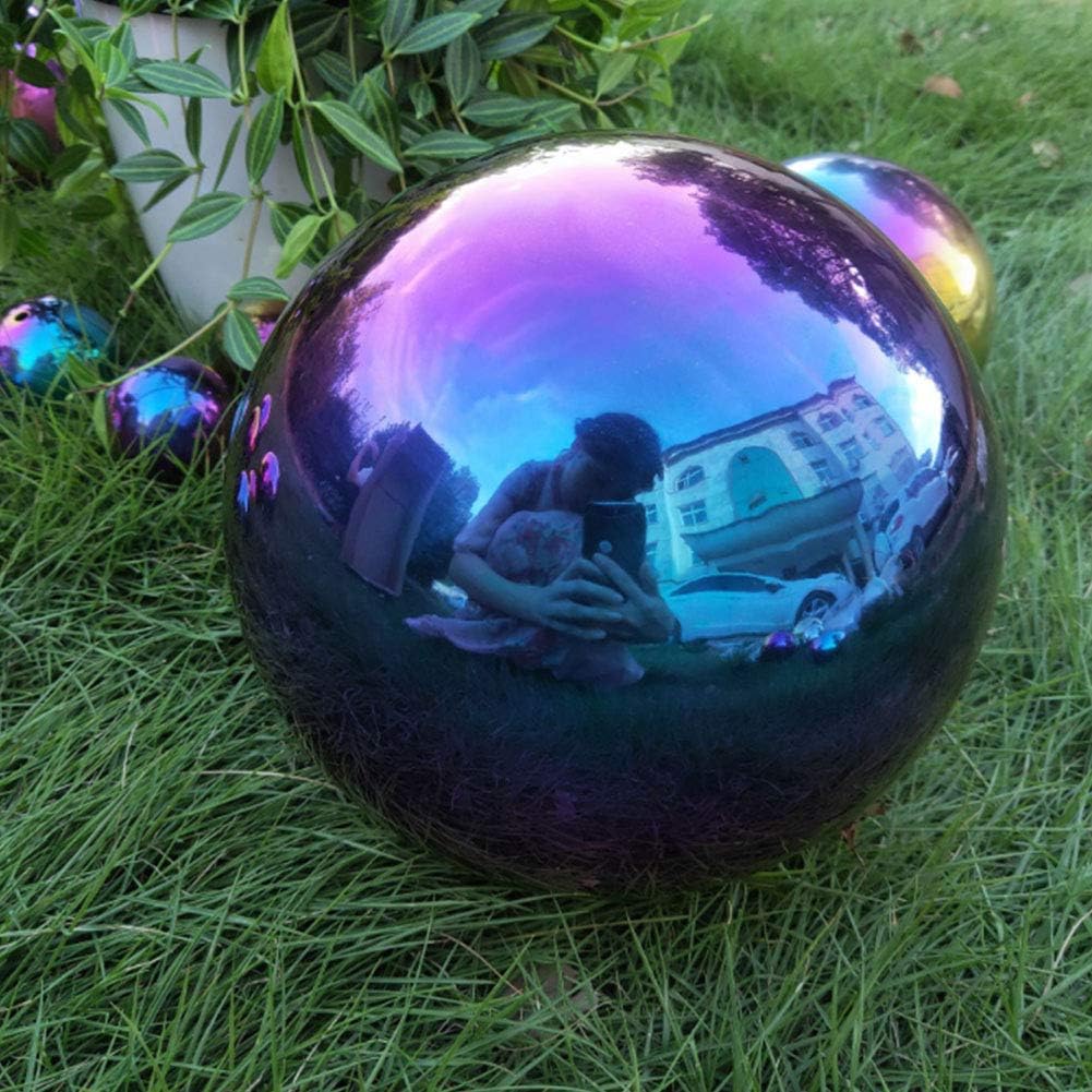 zosenda Stainless Steel Gazing Ball, 6 Pcs 50-150 mm Multi-Colour Mirror Polished Hollow Ball Reflective Garden Sphere - Image 4