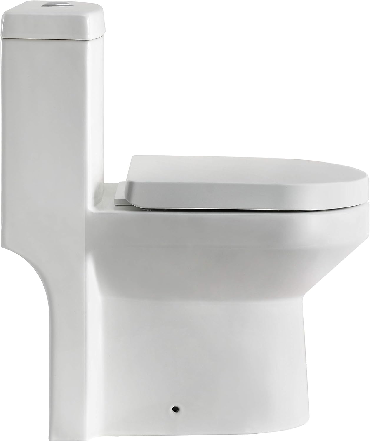 DeerValley DV-1F52813 Small Compact Dual-Flush Elongated One-Piece Toilet, Space Saver Commode designed for Water Closet, Soft Closing Seat Included, High-Efficiency WaterSense Cotton White - - 
