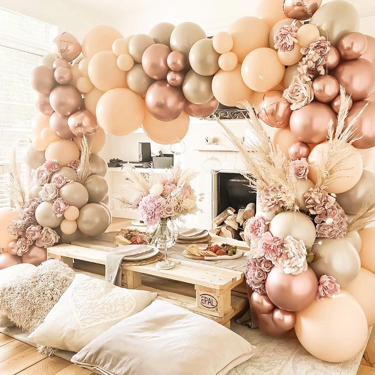Blush Ivory Balloons Garland Kit Pastel Ivory Nude Grey