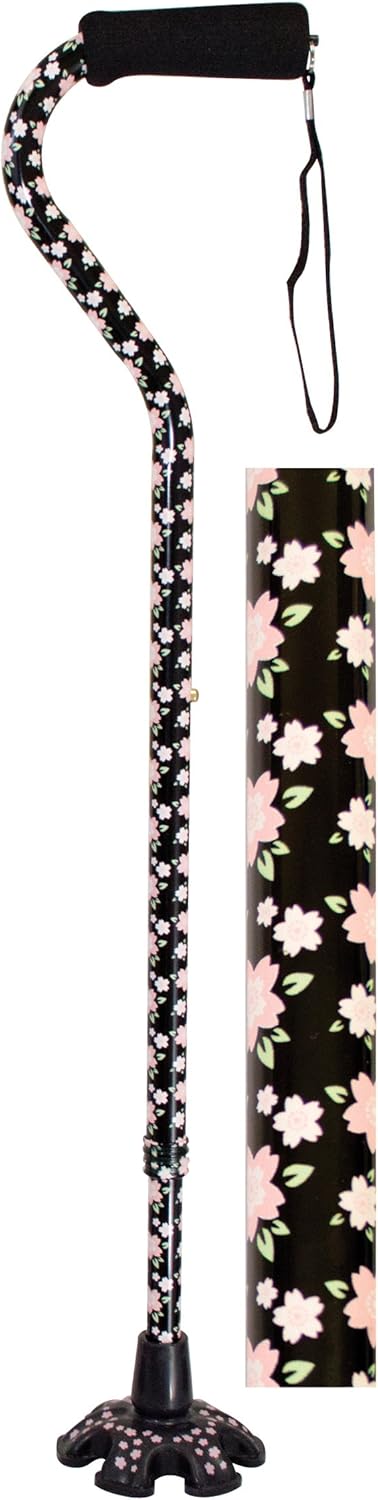 Essential Medical Supply Couture Offset Fashion Cane with Matching Standing Super Big Foot Tip, Swirl Style: Health & Personal Care