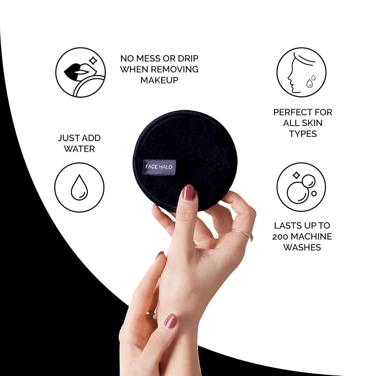Face Halo | Reusable Makeup Remover Pads, Round Makeup Remover Pads for Heavy Makeup & Masks - Microfiber Makeup Remover Wipes for Mascara, Eye Shadow, Foundation (PRO - 3 Pack) : Beauty
