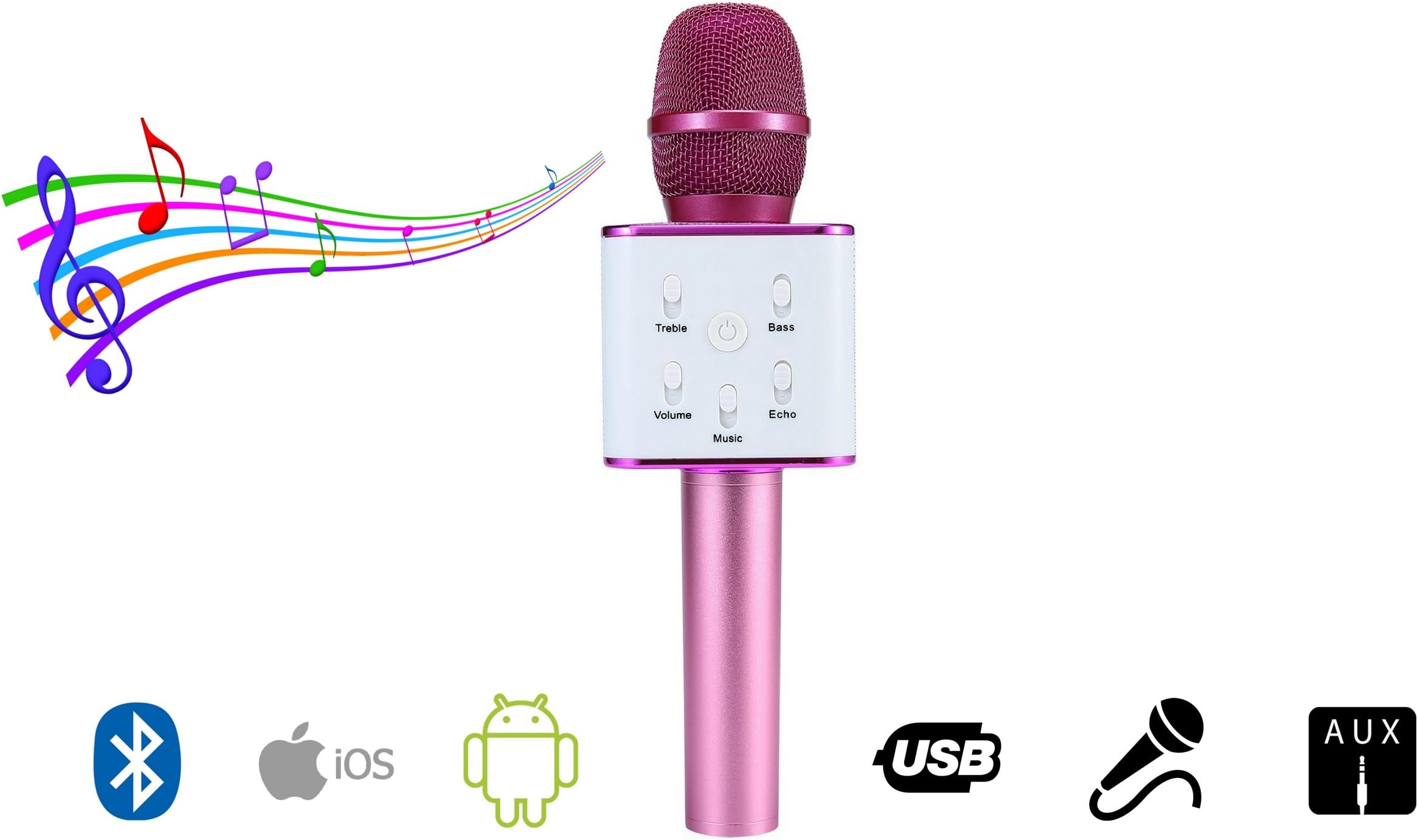 AXCESS Portable Wireless Karaoke Microphone,Mini Handheld Cellphone Karaoke Player Built-in Bluetooth Speaker,Karaoke MIC Machine for Home KTV (Pink)