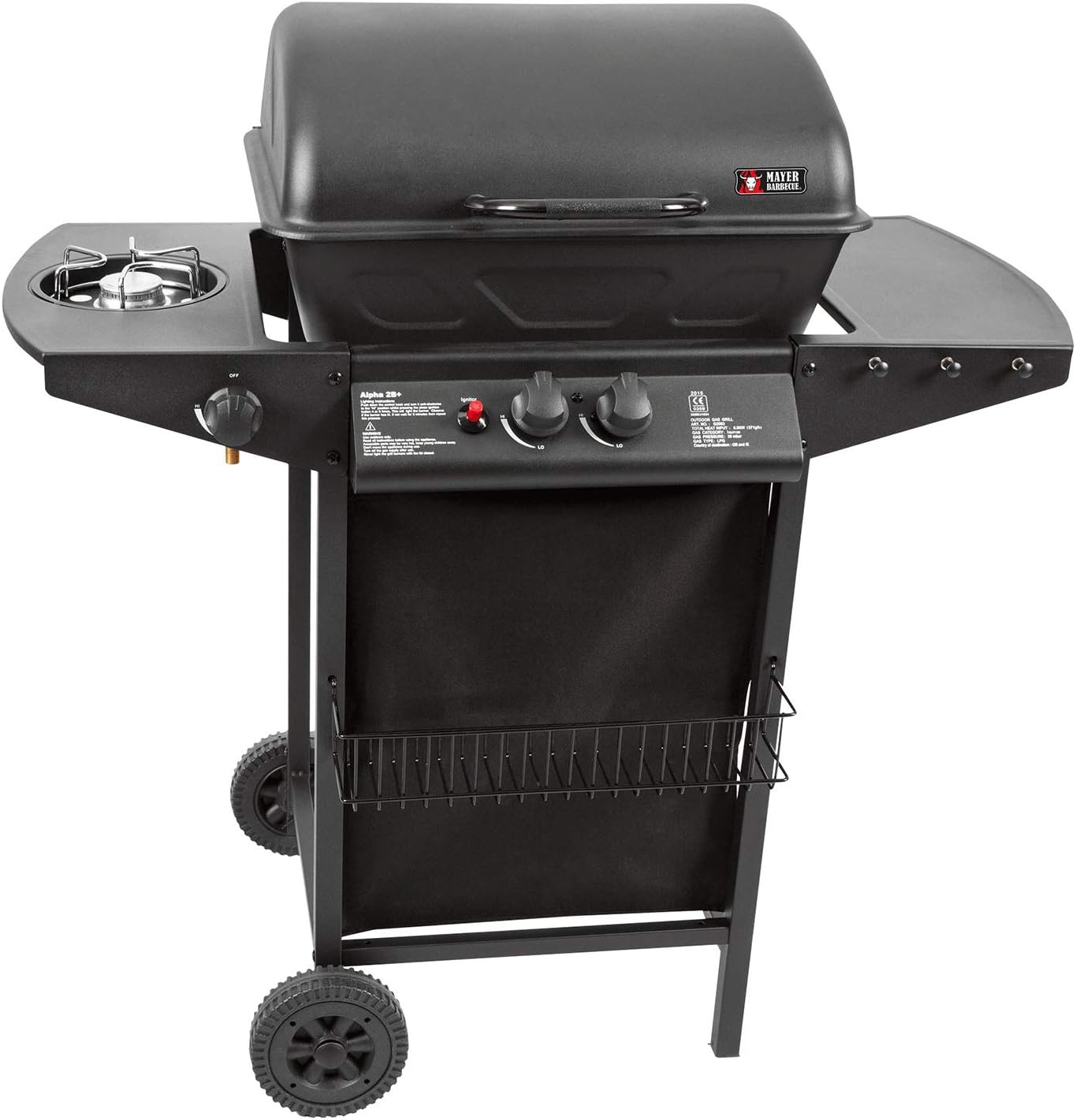Mayer Barbecue ZUNDA Gasgrill MGG-4201 Basic, 2 Brenner Edelstahl, 1 Seitenbrenner &amp; Warmhalterost, Grillfläche 48 x 37 cm