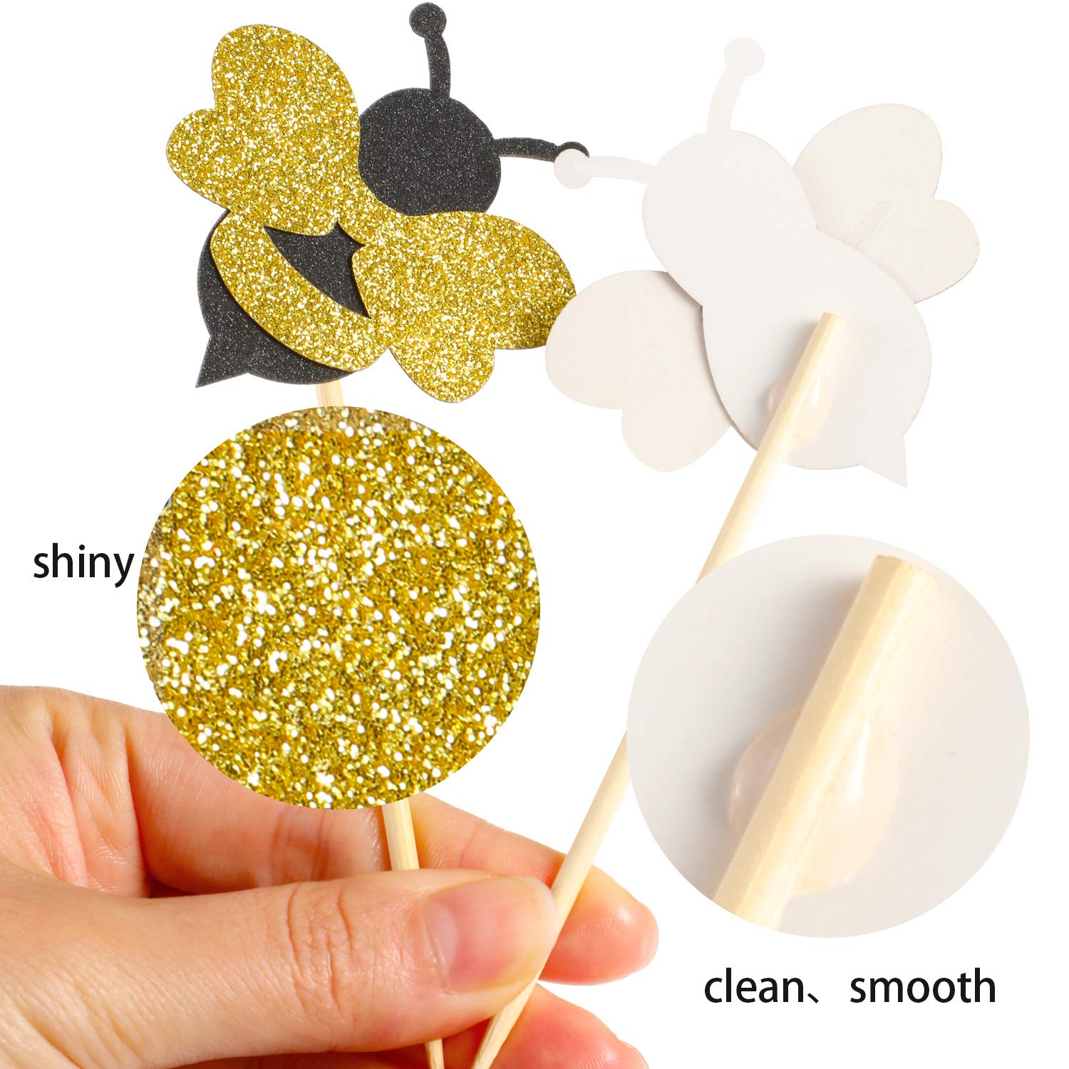 50 Pieces Cupcake Toppers D Abeille Gateau Topper D Abeille Brillant Pour Decoration De Baby Shower Fete Cupcake Decorations Et Accessoires De Fetes Fournitures De Loisirs Creatifs Centroarco Com