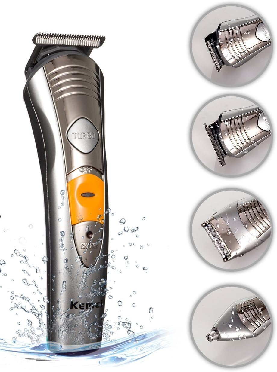 Mens Shaver, 7 in 1 Professional Grooming Kit, Beard Trimmer,Electric Razor, Noes and Ear Hair Trimmer, Hair Clippers for Men with 3 Guide Combs [Rechargeable] [Waterproof] (Silver)