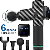 Muscle Massage Gun, Handheld Deep Tissue& for Muscle Tension Relief, 6 Speeds Percussion Massage Device with LCD Touchscreen