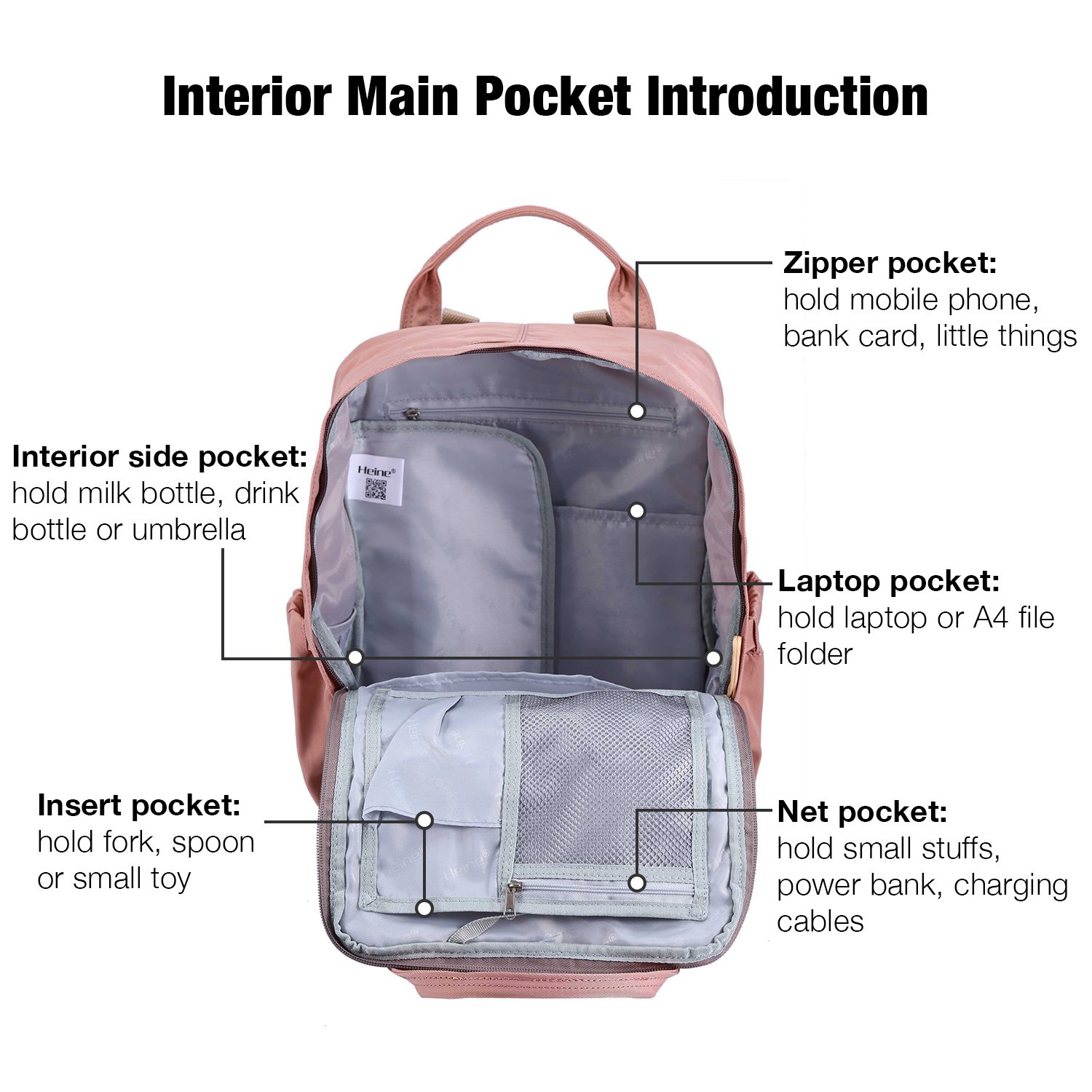 Diaper Backpack Multi-Function Diaper Bag Mother Bag Backpack Nappy Bag with Insulated Bottle Pockets,Large Capacity Waterproof Mummy Handbag Traveling Backpack(Pink)