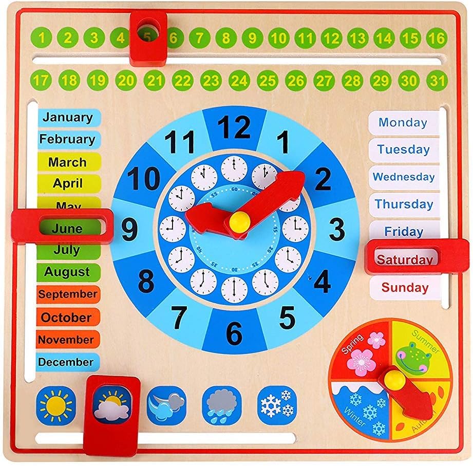 Tooky Toys 921 TKC258 My Calendar with Season Clock & Year & Months Blocks Wooden Toy Premium Quality-Sameday Dispatch-TKC258-S13