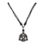 BlueRica Celtic Trinity Knot Triquetra Pendant on Adjustable Black Rope Cord Necklace