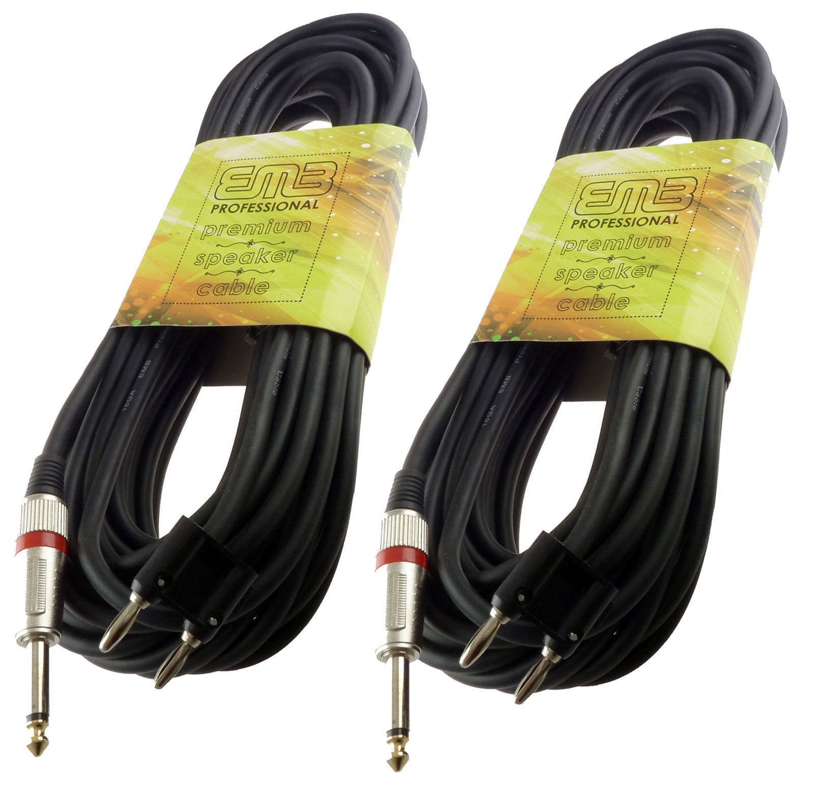 2 PACK 25 ft foot feet 1/4 to dual banana plug speaker speaker cord cable DJ PA Right Clearing
