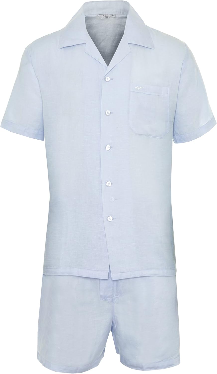 Mens Linen Pajamas Set Nightwear Sleepwear Classic PJ's Tailored Design