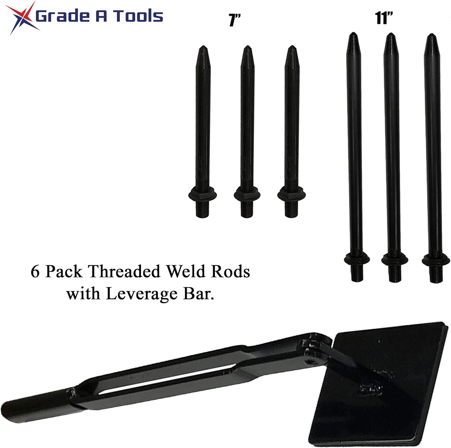 Dent Fix Leverage Pulling Bar with 6 Bonus Threaded Welding rods. DF-505L