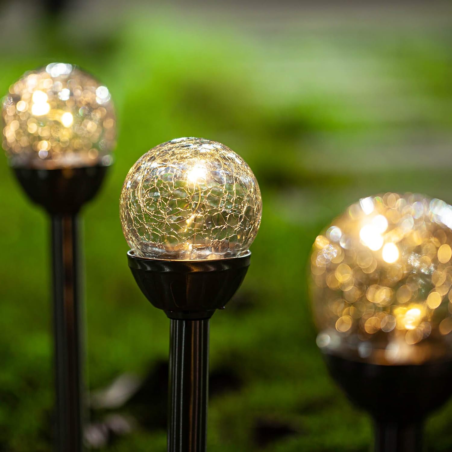 Solar Lights Outdoor Yard Decoration - Cracked Glass Ball Lights Decorative Landscape Pathway Lights for Garden, Path, Patio (3 Pack)