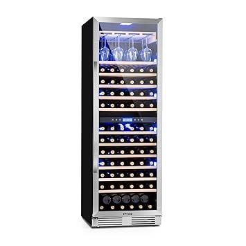 Klarstein Vinovilla Grande Duo • Weinkühlschrank • Getränkekühlschrank • 425 L • 165 Weinflaschen • 12 Holzeinschübe • Touch 