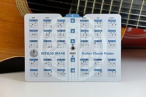 Intelio Spark Guitar Chord Finder - Pocket-Sized Laminated Chord Chart Wheel - Learn Essential Chords & CAGED System Shapes -