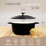 Nuovva Enamelled Cast Iron Dutch Oven Pot 3.1 Quart with Lid 22cm Black view 2