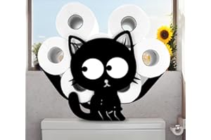 EUIROET Funny Cat Toilet Holder Paper Storage,Animals Storage Paper Holders for Bathroom,Freestanding Metal Animal Toilet Paper Storage Home Decor,Black Metal Toilet Paper Organizer Hold Extra 8 Rolls