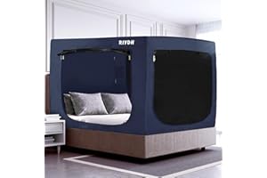 RIYDH Bed Tent Full Bed Canopy Tents - Portable Dream Tent for Kids and Adult Indoor Sleeping Tents 93% Blackout with 3 Doors Breathable Big Space