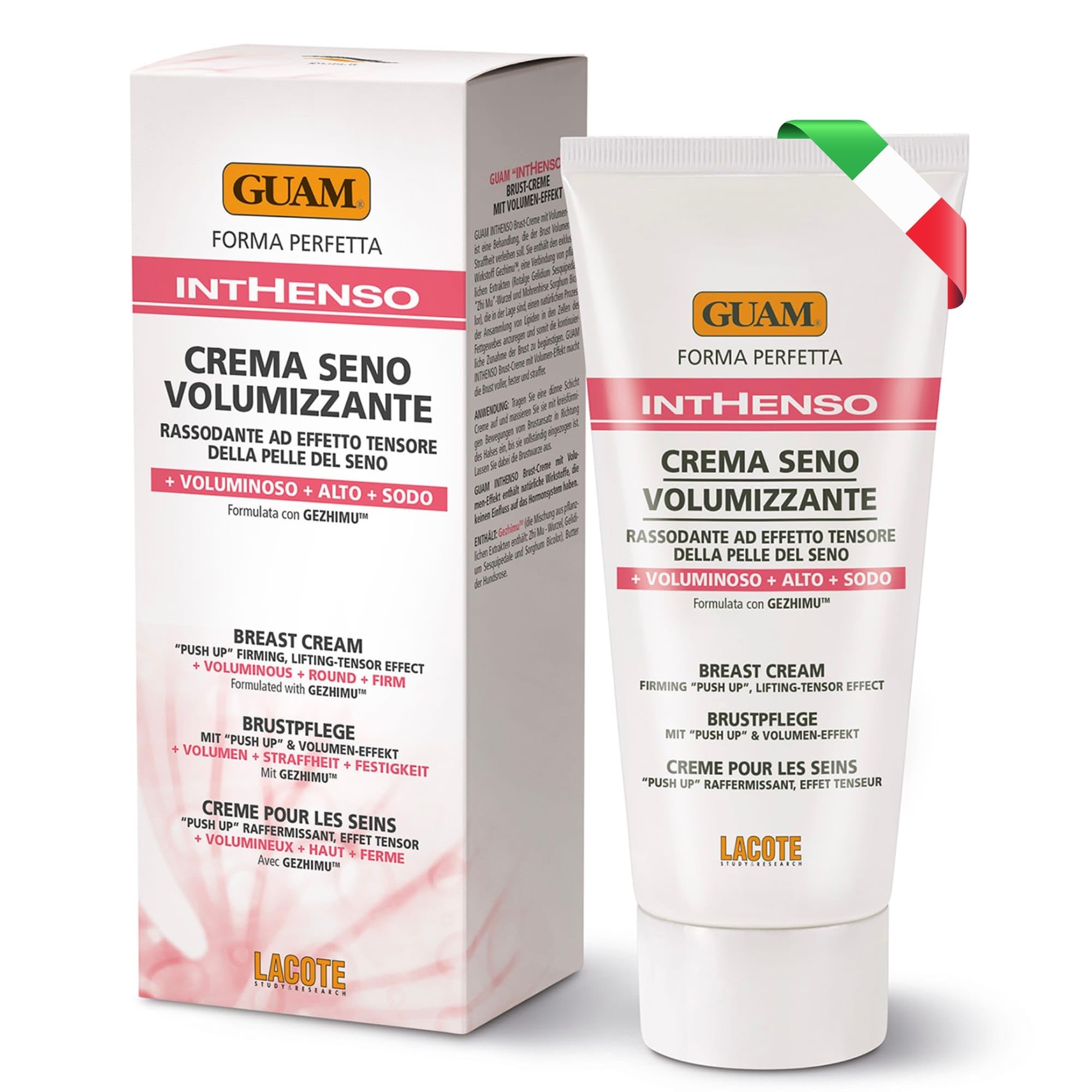 Guam INTHENSO Breast Enhancing Cream 150ml - Natural PUSH-UP & Firming Tensor Effect with Marine Algae, Plant Extracts - Skin Tightening & Bust Enlargement for Postpartum - Volume & Body Firming Cream