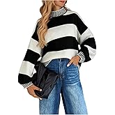 GORGLITTER Women's Striped Mock Neck Sweater Color Block Long Sleeve Knitted Fall Clothes 2026 Pullover Tops