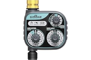 SZFZMZ Sprinkler Timer, 3-Dial Hose Timers for Watering, Water Timer for Garden Hose, Drip Irrigation Timer for Hoses Programmable Outdoor Lawn with Rain Delay/Manual/Automatic Watering System, 1 Brass Inlet