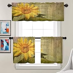 Batmerry Yellow Vintage Sunflower Valance
