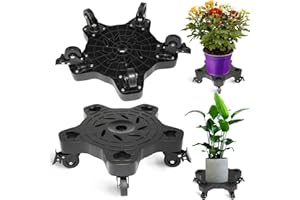 WOOYAN 2Packs 14in Plant Caddy with Wheels - 14inch Indoor Outdoor Plant Stand No Assembly Required Flowerpot Down Under Plant Caddie Rolling Plant Dolly with casters Heavy Duty Round Pot Mover Planter