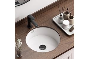 Round Undermount Bathroom Sink, QISHKA 16" x 16" Ceramic Undercounter Vanity Sink White Porcelain Vessel Sink, Orbicular Wash Basin with Overflow for Restroom