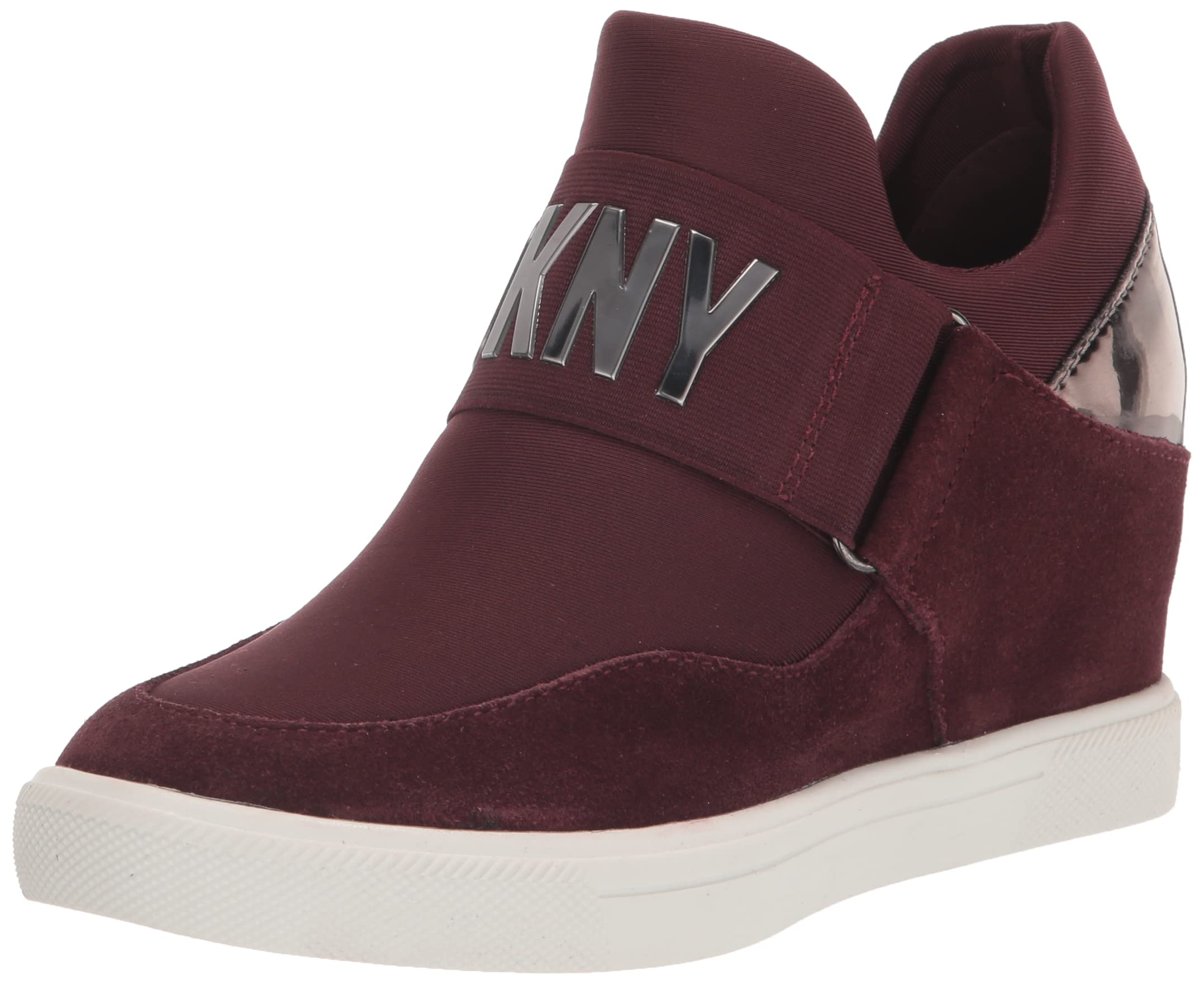 DKNY Womens Everyday Comfortable Cosmos – Wedge Sneaker, Bordeaux, 8