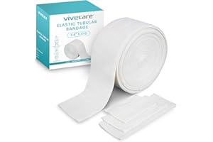 Vive Care Elastic Tubular Bandage - (3.4" x 33 Feet) Stockinette Tubing for Arm & Legs - Stretch Cotton Compression Sleeve for Wound Care - Fabric Mesh Tube Gauze for Support