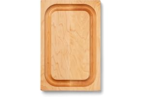 John Boos Chop-N-Slice Series Rectangular Wooden Maple Cutting Board 12”x8” – 1” Thick, 3-lb Reversible Butcher Block with Eased Corners, Juice Groove & Edge-Grain – Made in the USA