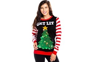 Tipsy Elves Women's Light-Up Christmas Sweaters - Ugly Christmas Pullovers with Ultra Bright LEDs for Women