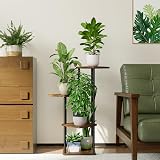 Bamworld 4 Tier Indoor Plant Stand Metal Shelf Brown view 3