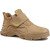 GLANOUDUN Steel Toe Boots for Men Slip on Work Boots for Men Comfortable Safety Boot Indestructible Construction Footwear Laceless Men's Steel Toe Shoes Mid Top Work Shoes