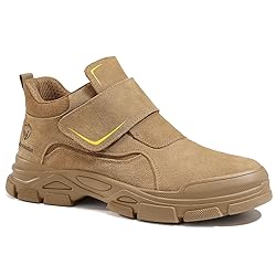 GLANOUDUN Work Boots for Men Brown Slip On Welding
