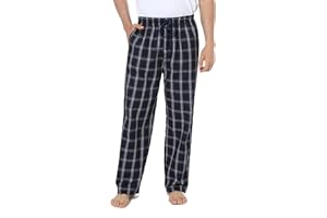 Jveyvth Mens Pajama Pants 100% Cotton Plaid Sleep & Lounge Pants, PJ Bottoms with Pockets and Button Fly