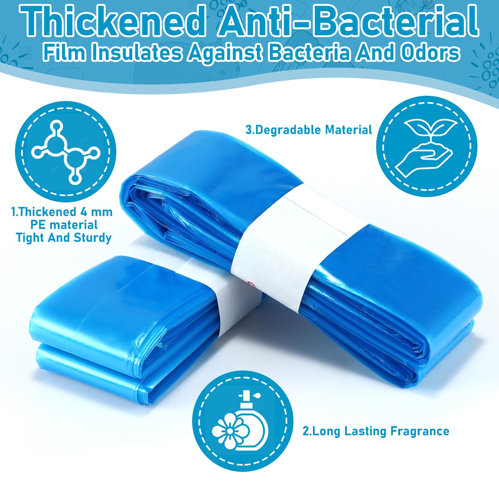 Nappy Bin Refills, 10PCS Nappy Disposal Bags Disposable Diaper Pail Plastic Bags, Diaper Bag Refills Compatible with Angelcare/Tommee Tippee Sangenic and Platex Diaper Genie Diaper Pail, Blue