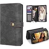 MODOS LOGICOS Case for iPhone XR, [Detachable Wallet Folio][2 in 1][Zipper Cash Storage][Up to 9 Card Slots 2 Photo Windows] 